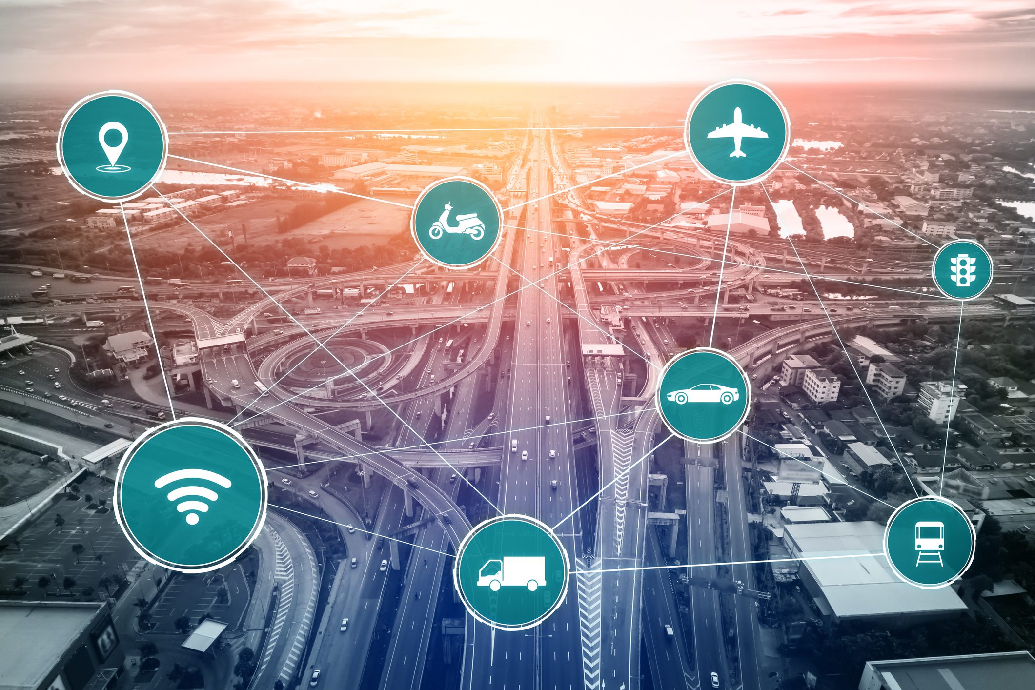 Digital transportation system with various icons