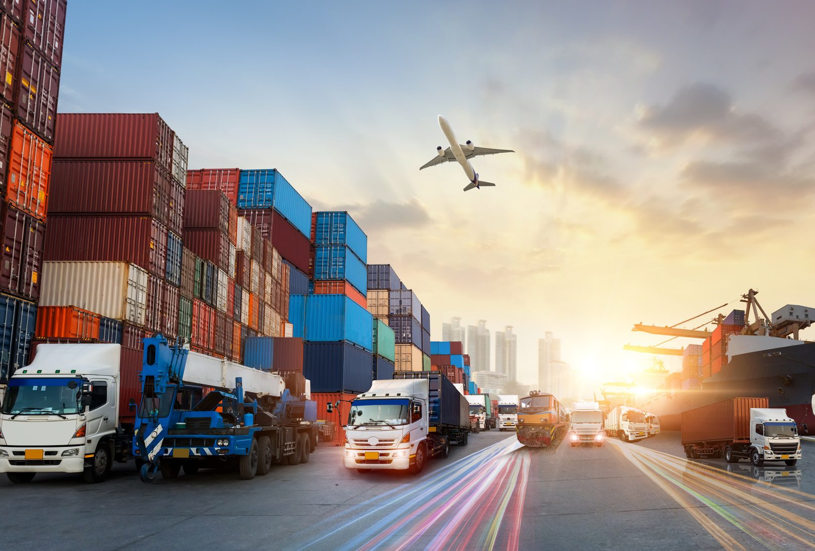 International shipping yard scene